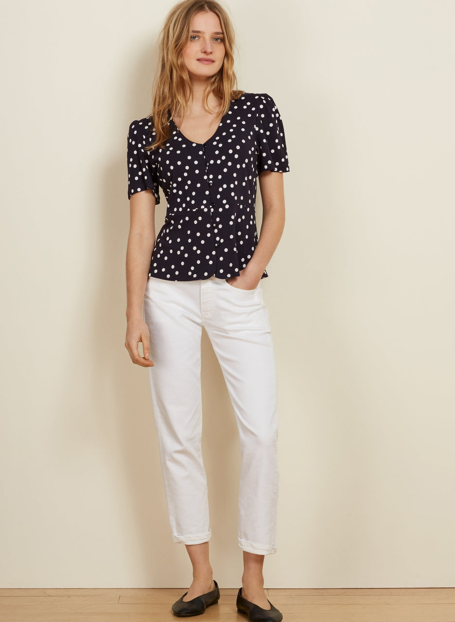 Sapphire Button Top