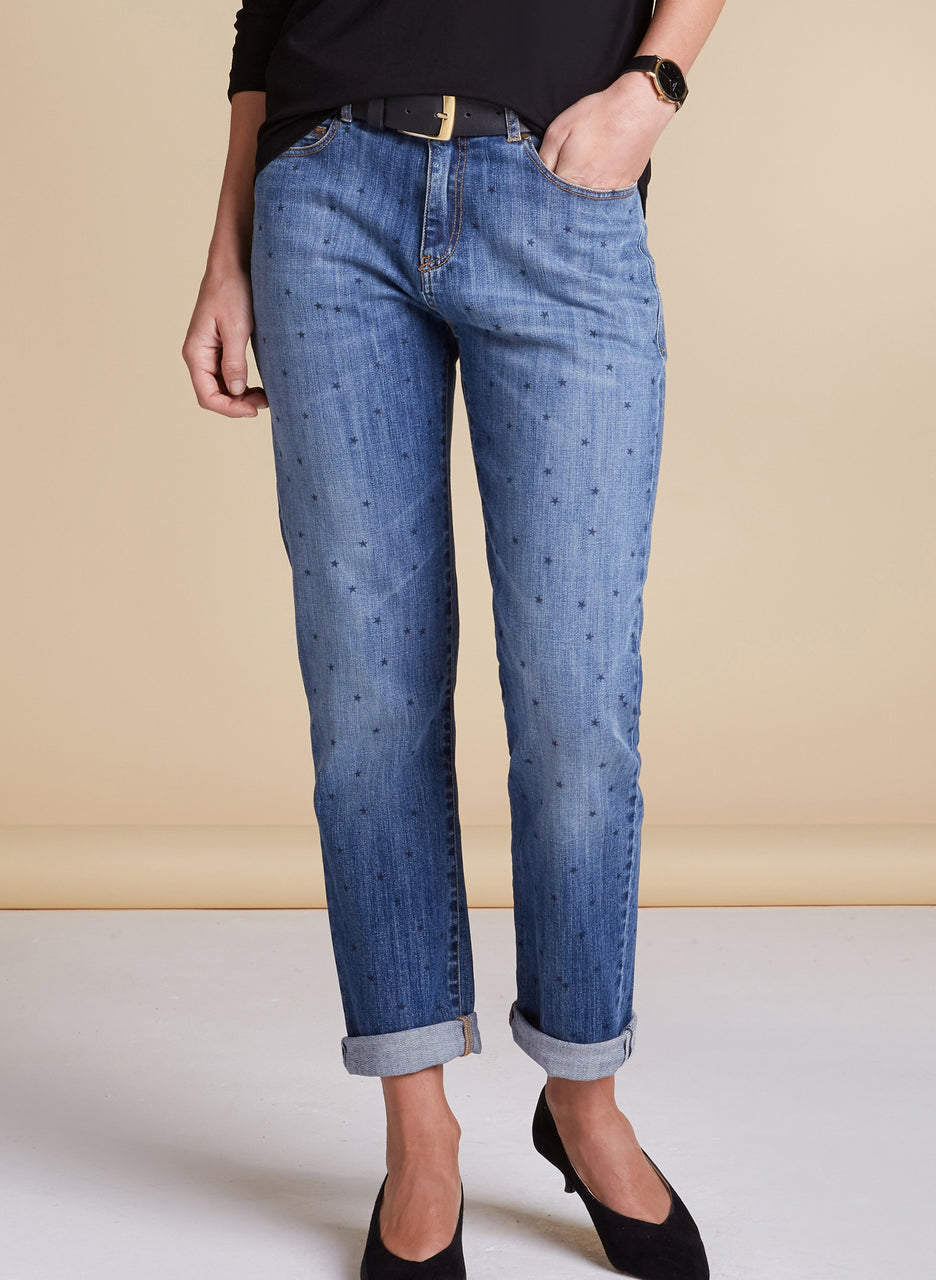 Star Print Boyfriend Jean
